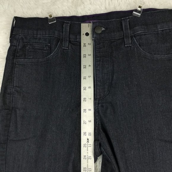 NYDJ Womens Jeans Crop Blue Denim Indigo Dark Wash Jeweled Stretch‎ Cuffed 8 - Picture 4 of 13